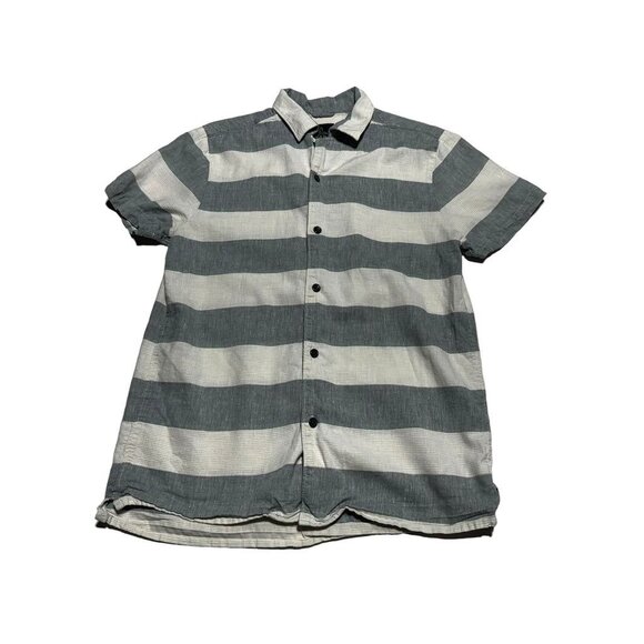 PrAna Gray/White Striped Hemp Shirt Size Small - Picture 8 of 8